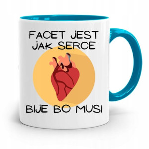 Kubek Błękitny Śmieszny Zabawny Facet Jak Serce