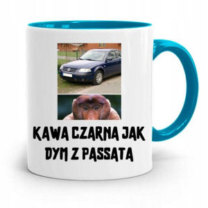Kubek Błękitny Śmieszny Zabawny Kawa Czarna Pasat