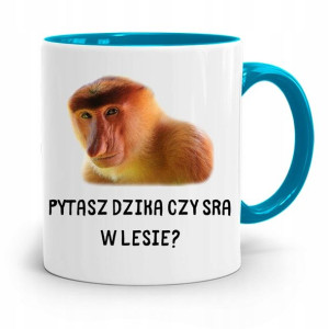 Kubek Błękitny Śmieszny Zabawny Pytasz Dzika