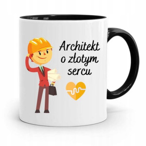 Kubek Czarny Architekta Projektanta O Złotym Sercu