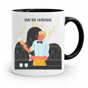 Kubek Czarny Barmana We Are Hiring Prezent