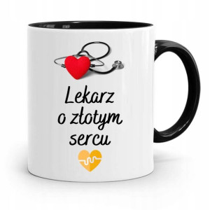 Kubek Czarny Dla Doktora Lekarz O Złotym Sercu