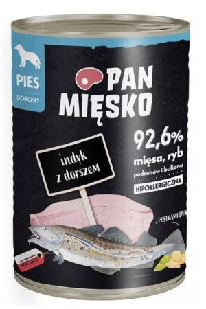 Pan Mięsko, Indyk z dorszem 400g - mokra karma dla psów dorosłych, 400g