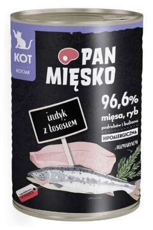 Pan Mięsko, Indyk z łososiem dla kociąt 400g - mokra karma dla kociąt, 400g