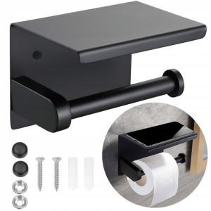 Uchwyt Na Papier Toaletowy Z Półką Czarny Loft Wc