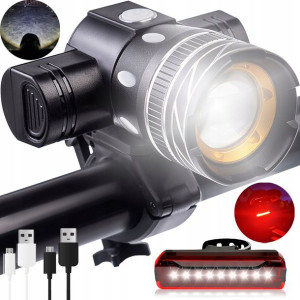 Lampka Rowerowa Przód Tył Usb Led Mocna Zestaw