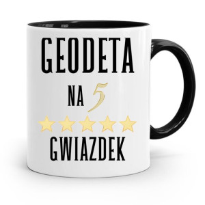 Kubek Czarny Dla Geodety Na Pięć Gwiazdek Prezent