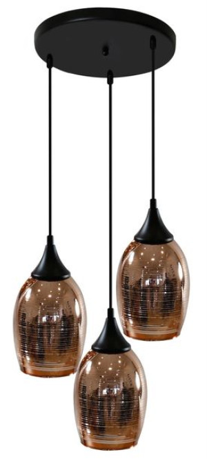 Lampa wisząca czarno-miedziana lustrzane klosze 3x60W Marina Candellux 33-5