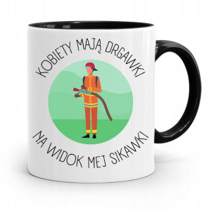Kubek Czarny Dla Strażaka Kobiety Maja Drgawki