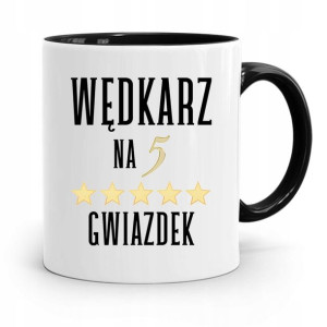 Kubek Czarny Dla Wędkarza Na Pięć Gwiazdek Prezent