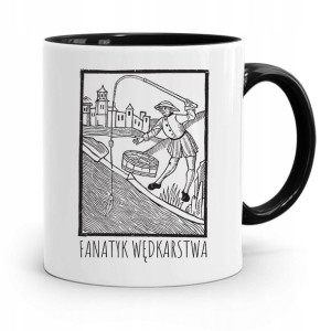 Kubek Czarny Dla Wędkarza Rybaka Fanatyk Prezent