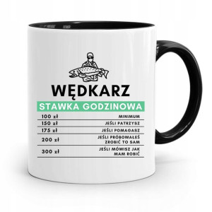 Kubek Czarny Dla Wędkarza Stawka Godzinowa Prezent