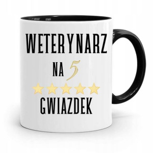 Kubek Czarny Dla Weterynarza Na Pięć Gwiazdek
