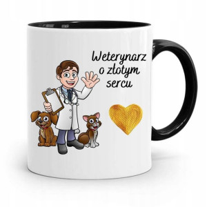 Kubek Czarny Dla Weterynarza O Złotym Sercu