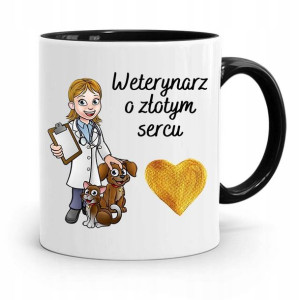 Kubek Czarny Dla Weterynarza O Złotym Sercu