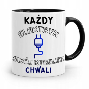 Kubek Czarny Elektryka Każdy Swój Kabel Chwali