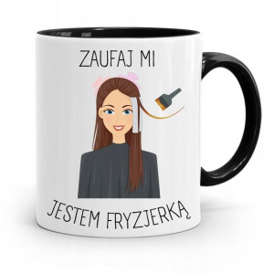 Kubek Czarny Fryzjera Zaufaj Mi Jestem Fryzjerką