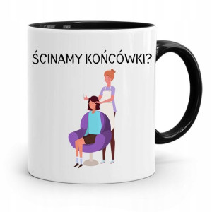 Kubek Czarny Fryzjerki Fryzjera Ścinamy Końcówki
