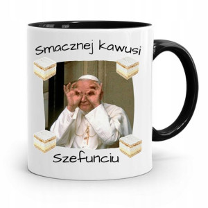 Kubek Czarny Jan Paweł Ii Papież Smacznej Kawusi