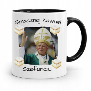 Kubek Czarny Jan Paweł Ii Papież Smacznej Kawusi