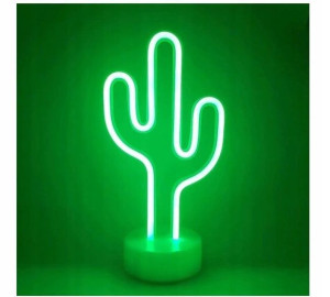 Zielony kaktus Neon LED Lampka nocna USB