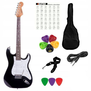 Gitara elektryczna PRESTON z akcesoriami - czarna