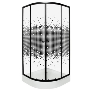 KERRA PIXEL BLACK kabina prysznicowa półokrągła 90x90x180cm szkło dekor