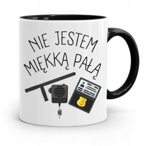 Kubek Czarny Policjanta Nie Jestem Miękką Pałą