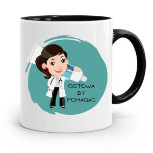 Kubek Czarny Prezent Dentysty Gotowa By Pomagać