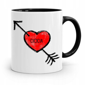 Kubek Czarny Prezent Dla Cioci Ciocia Serduszko