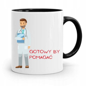 Kubek Czarny Prezent Dla Doktora Gotowy By Pomagać