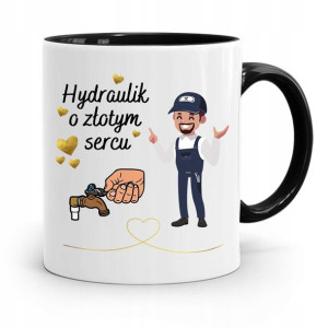 Kubek Czarny Prezent Dla Hydraulika O Złotym Sercu