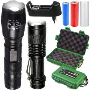 Latarka 2x Taktyczna Wojskowa Cree Xm-l T6 Q5 Zoom