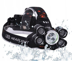 Latarka Czołowa 5 X Led T6 Cree Czołówka Mocna