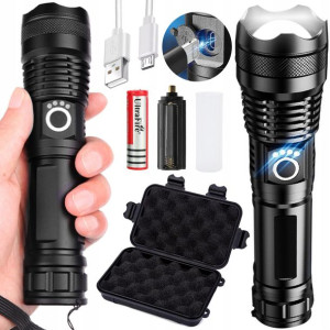 Latarka Xhp50 Taktyczna Mocna Led Cob Zoom Usb