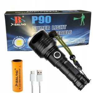 Latarka Xhp90 Taktyczna Mocna Led Zoom Usb