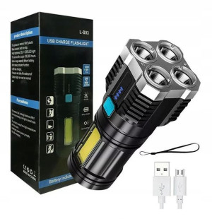 Latarka akumulator USB Szperacz 4 Tryby LED Mocna