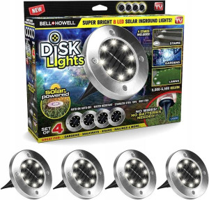 Lampki SOLARNE GRUNTOWE Disk Light 4 SZT Zestaw