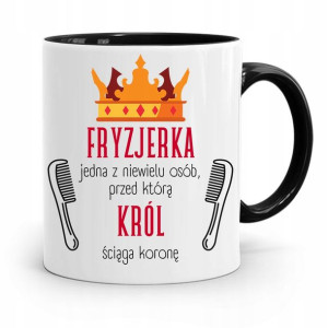 Kubek Czarny Prezent Fryzjera Król Ściąga Koronę