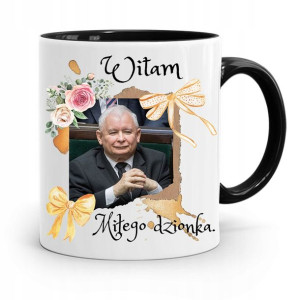 Kubek Czarny Śmieszny Pis Jarosław Kaczyński