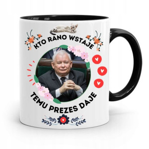 Kubek Czarny Śmieszny Pis Jarosław Kaczyński