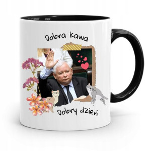 Kubek Czarny Śmieszny Pis Jarosław Kaczyński