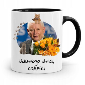 Kubek Czarny Śmieszny Pis Jarosław Kaczyński