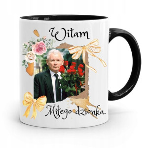Kubek Czarny Śmieszny Pis Jarosław Kaczyński