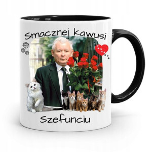 Kubek Czarny Śmieszny Pis Jarosław Kaczyński
