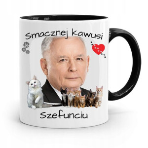 Kubek Czarny Śmieszny Pis Jarosław Kaczyński
