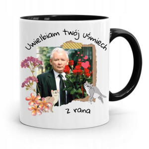 Kubek Czarny Śmieszny Pis Jarosław Kaczyński