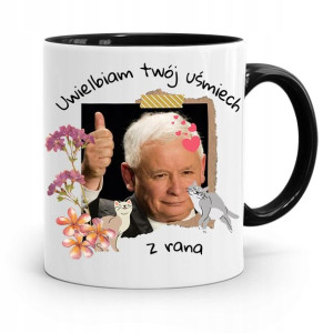 Kubek Czarny Śmieszny Pis Jarosław Kaczyński