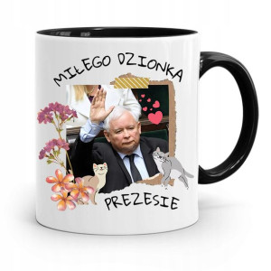Kubek Czarny Śmieszny Pis Jarosław Kaczyński
