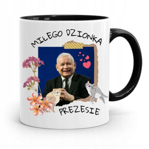 Kubek Czarny Śmieszny Pis Jarosław Kaczyński